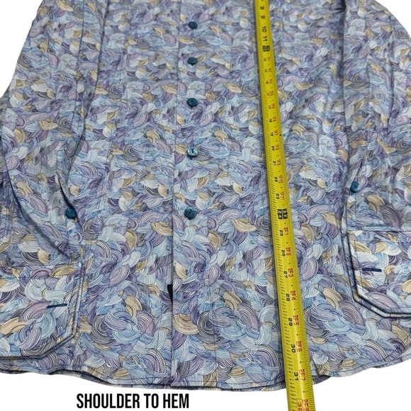 Billionaire Blue Swirl Patterned Shirt Long Sleeve Button up *See Measurements - Picture 8 of 8